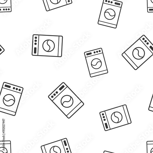 Washer sign seamless pattern background. Business flat vector illustration. Laundress symbol pattern.