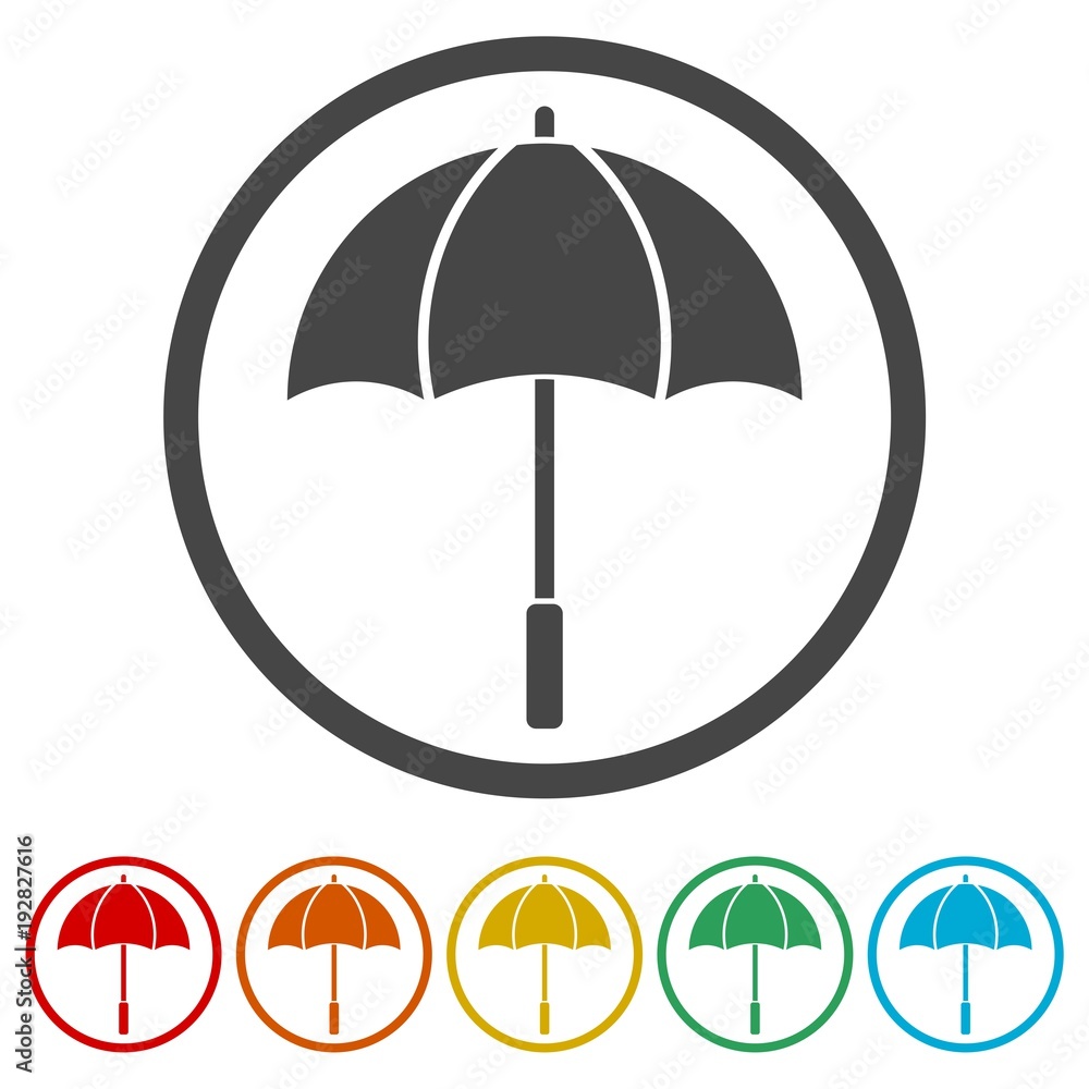 Umbrella icon, 6 Colors Included