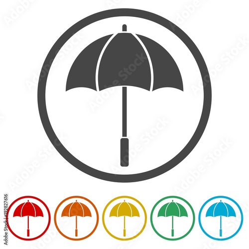 Umbrella icon, 6 Colors Included