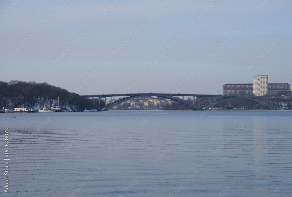 Long bridge in Stockholm an the smal island Essingen