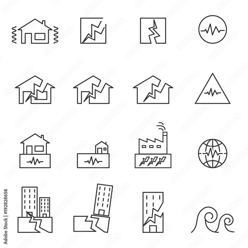 Earthquake Icon . line symbol vector illustration Earthquake Icon . line symbol vector illustration