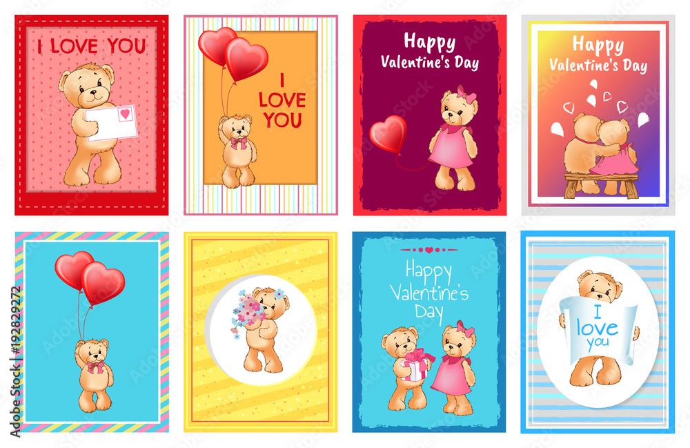 Valentines Day Postcards with I Love You Signs