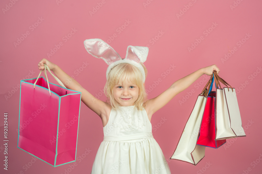 Small girl in bunny ears, easter Small girl in bunny ears, easter