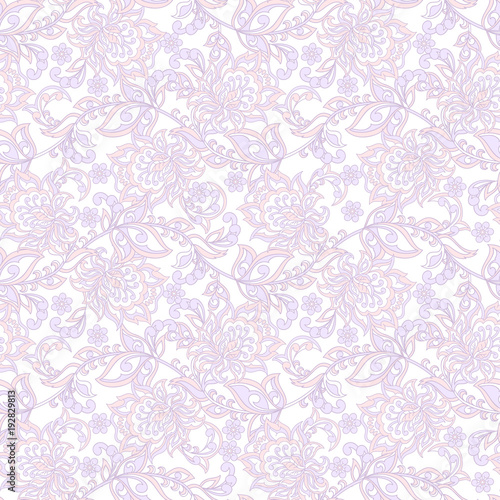 Damask style seamless floral pattern