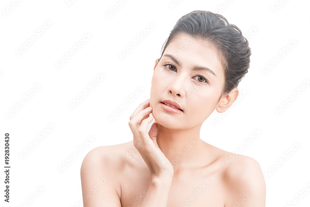 Beautiful woman beauty health care.beauty and spa.perfect fresh skin isolated on white background