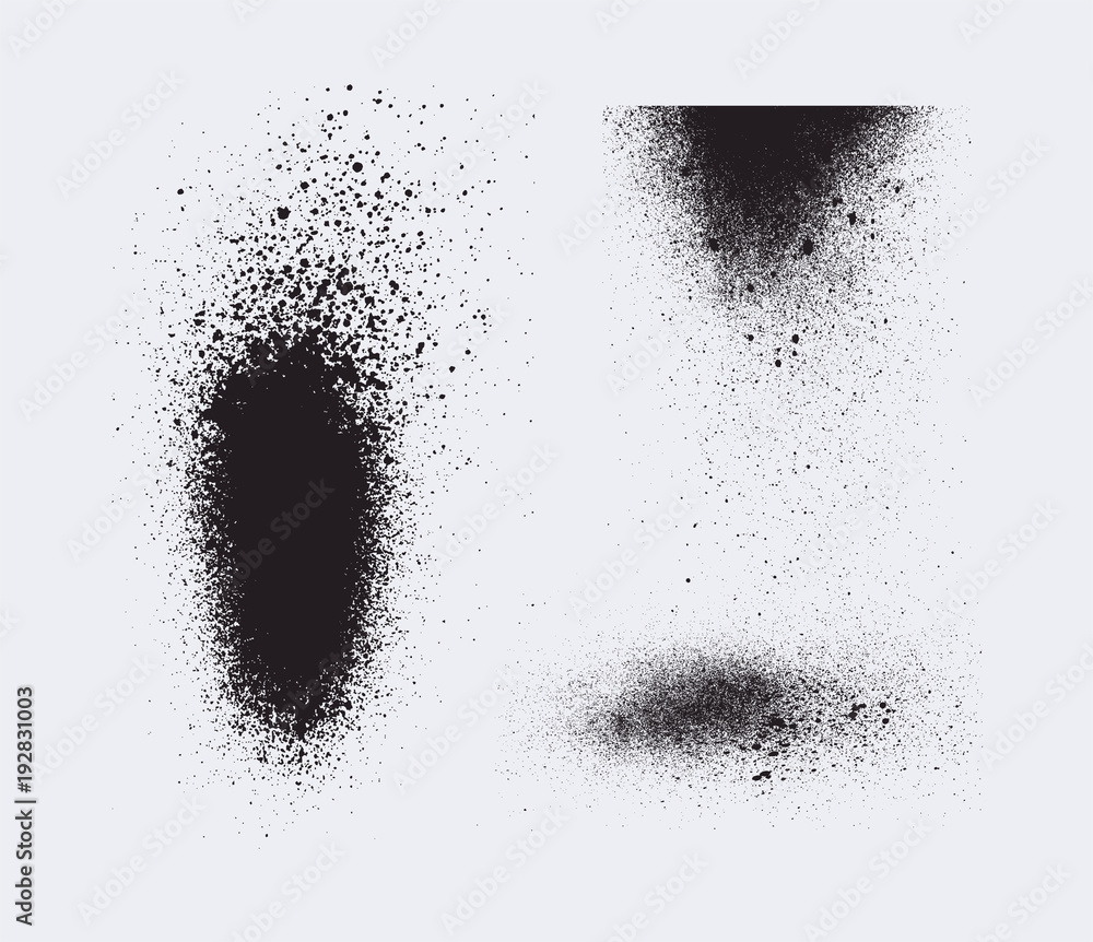 Fototapeta premium Vector set of splash stains textures. Monochrome abstract vector grunge textures.