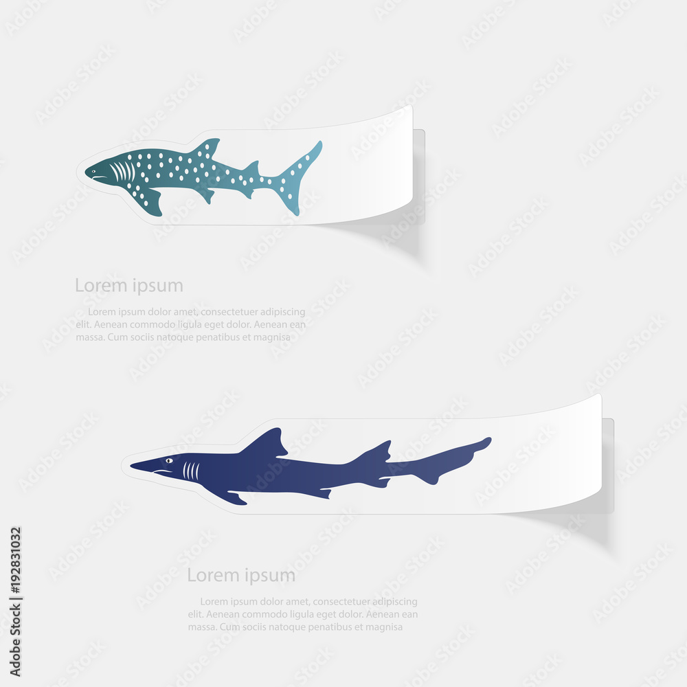 Naklejka premium Shark. Flat sticker with shadow on white background