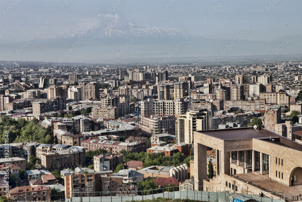 Yerevan, Armenia, in the background of Mount Ararat