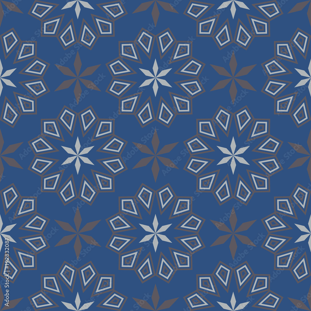 Geometric seamless pattern. Dark blue background