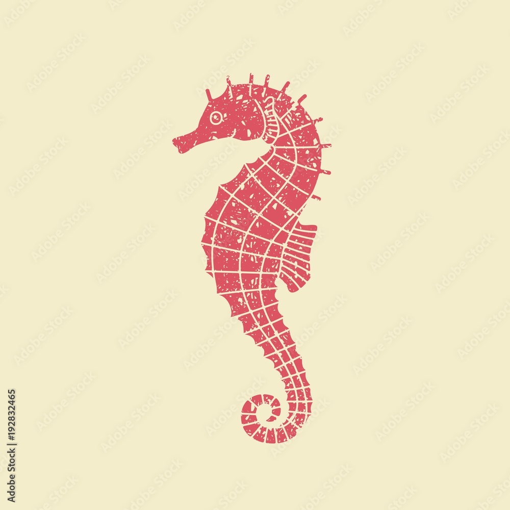 Fototapeta premium Icon seahorse in retro style