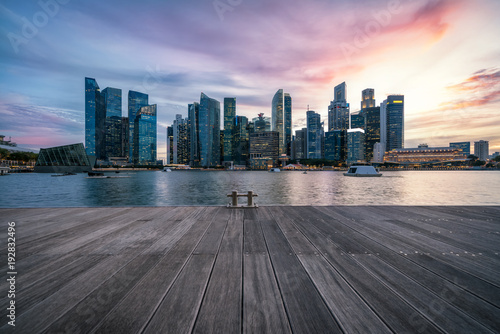 Singapore city skyline in sunset