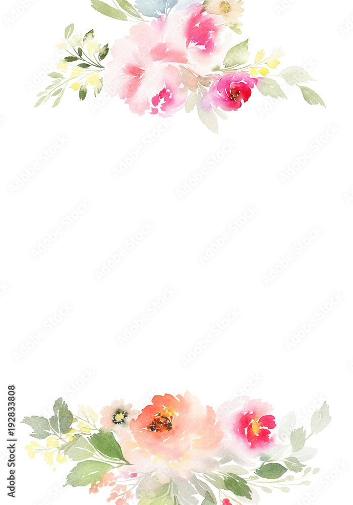 Greeting card with watercolor flowers handmade. Greeting card with watercolor flowers handmade.
