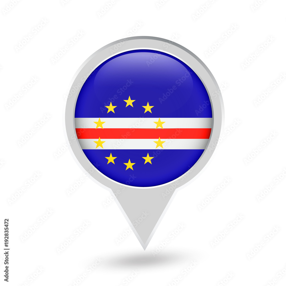 Cape Verde Flag Round Pin Icon Cape Verde Flag Round Pin Icon