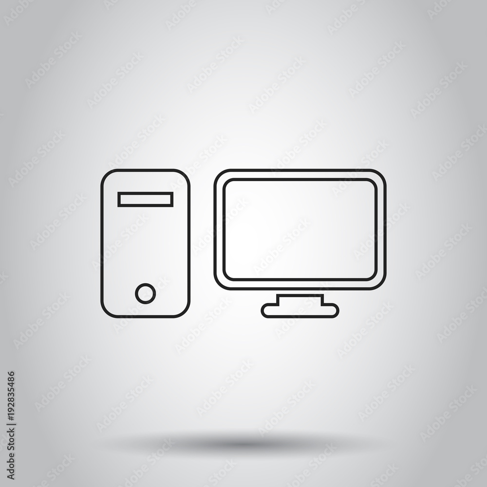 Computer, monitor in line style icon. Vector illustration on isolated background. Business concept computer pictogram. Computer, monitor in line style icon. Vector illustration on isolated background. Business concept computer pictogram.