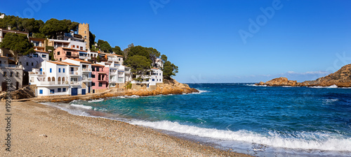 Fotografie Panoramic view of Sa Tuna, a fishermen village in Costa Brava, Catalonia