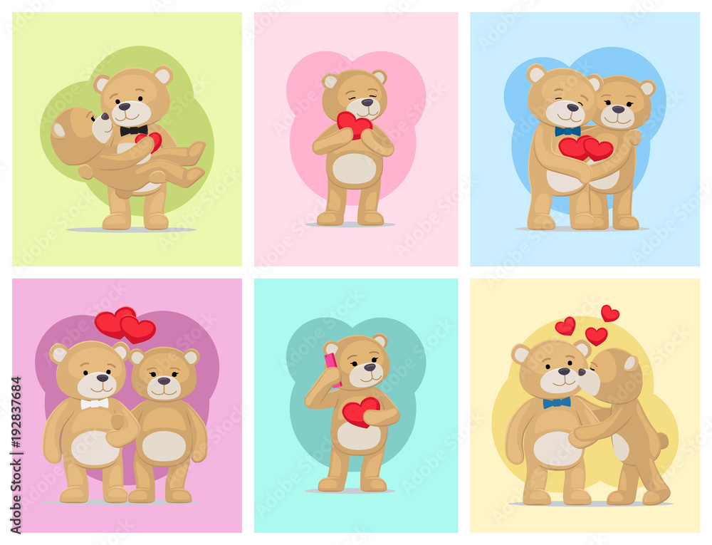 Obraz premium I Love You and Me Teddy Bears Vector