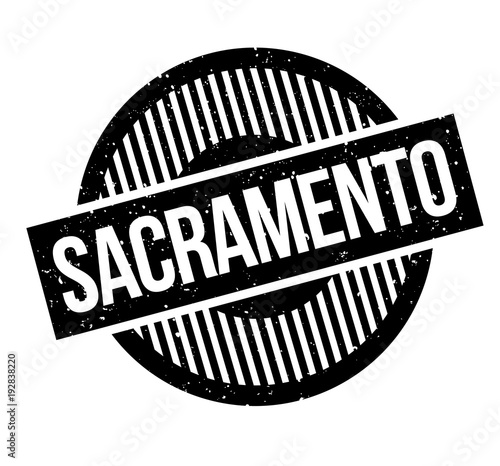 Sacramento rubber stamp. Grunge design with dust scratches. Effects can be easily removed for a clean, crisp look. Color is easily changed. photo