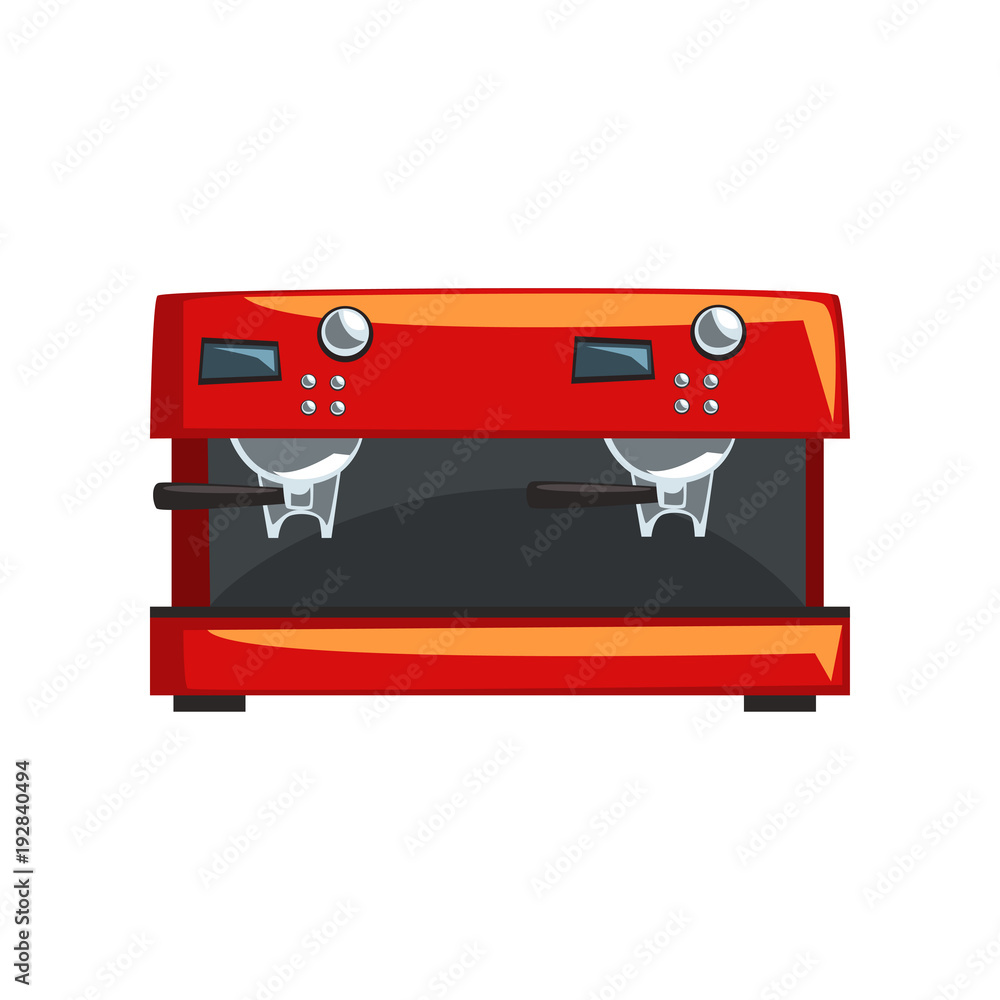 Red coffee machine, espresso coffee maker cartoon vector Illustration on a  white background Stock Vector | Adobe Stock