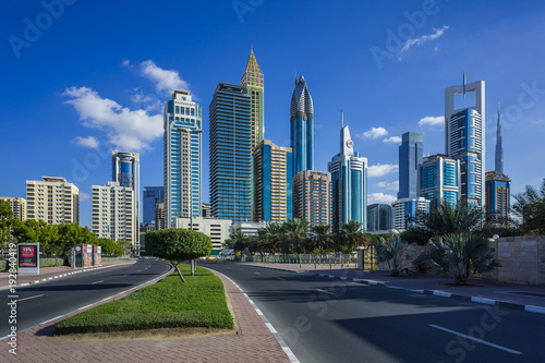 View on skyscrapers in Financial center of Dubai