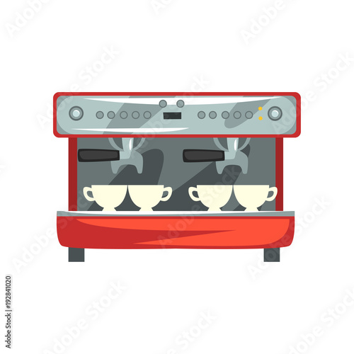 Professional coffee machine cartoon vector Illustration on a white background