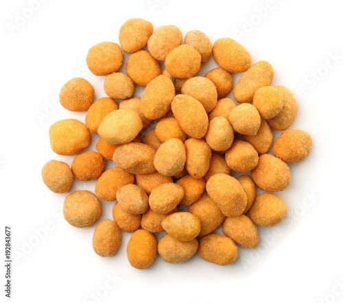Billede på lærred Top view of coated peanuts