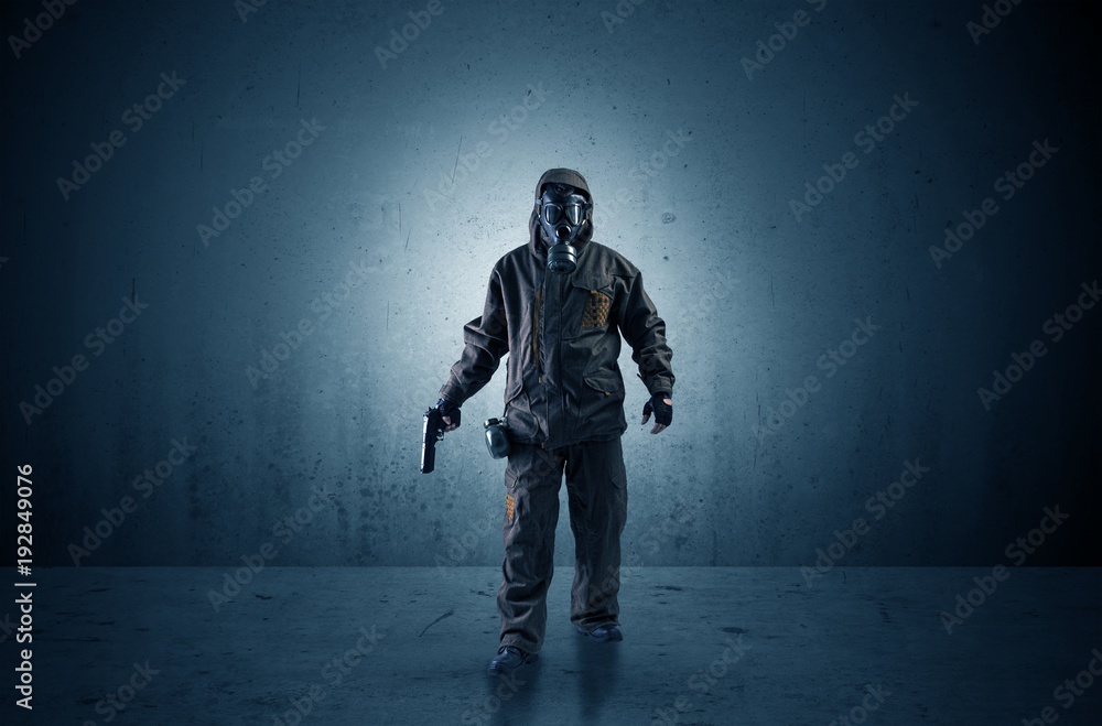 Fototapeta premium Agent in a dark space with arms