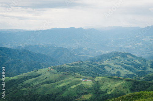 Fototapeta Naklejka Na Ścianę i Meble -  Mountain landscape talking from Doi Chang Moob, Chiang Rai, Thailand.