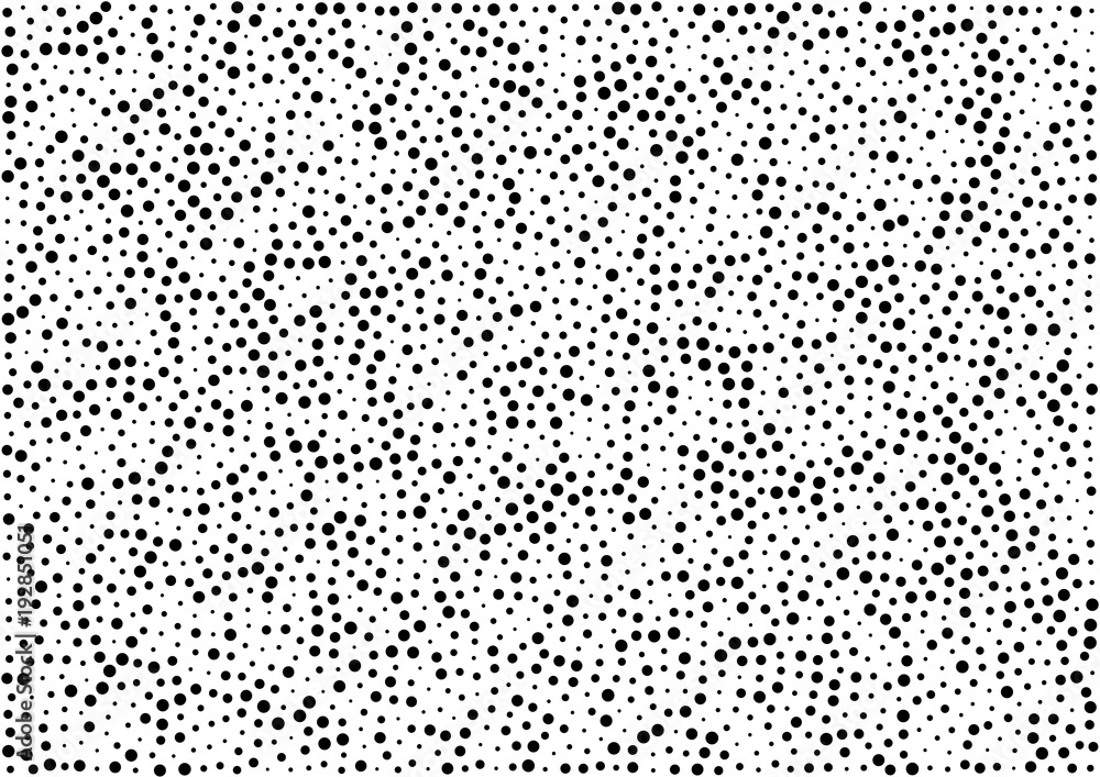 Abstract halftone random dots vector horizontal pattern texture background. A4 paper size. Vector illustration.