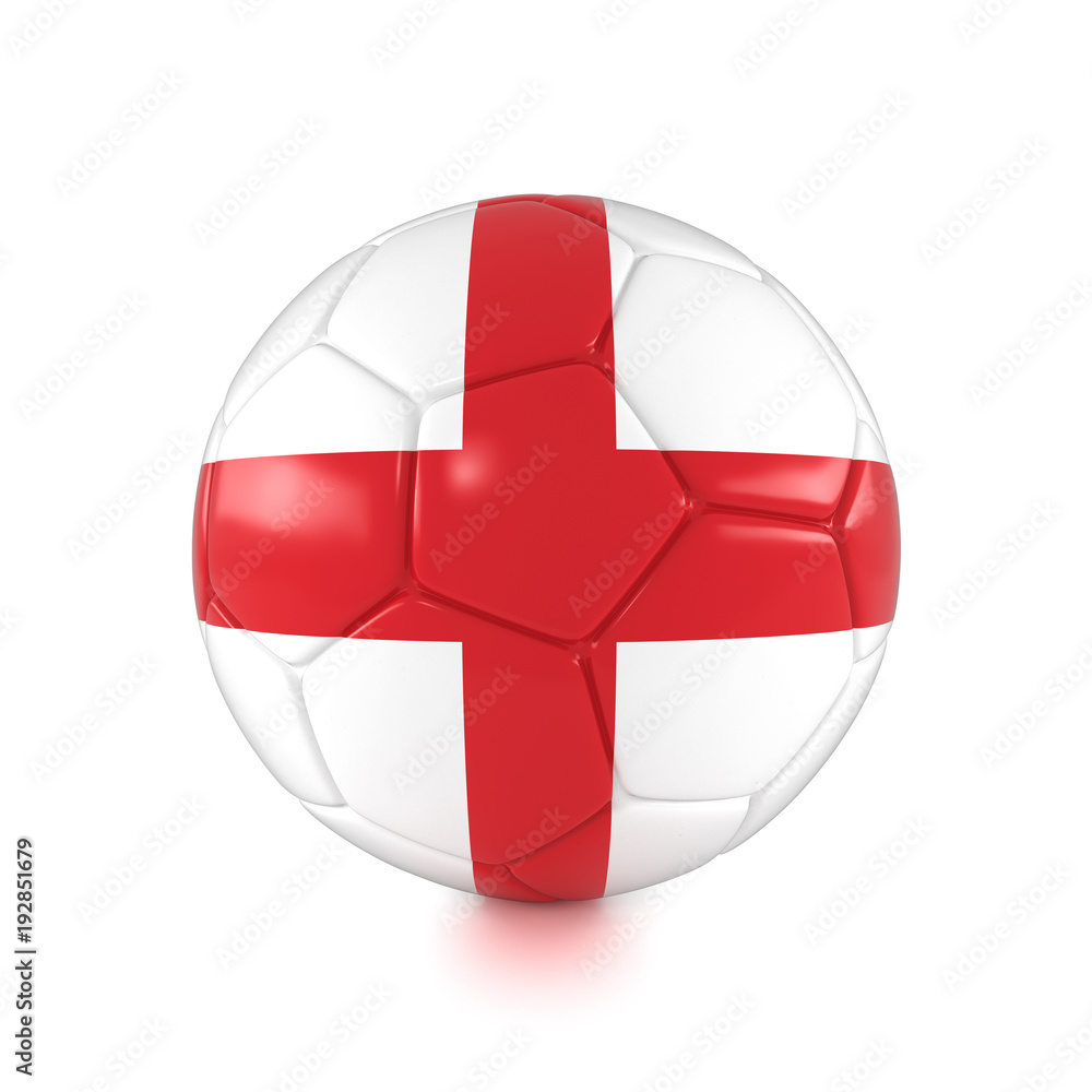 Fußball mit England Flagge auf weißem Hintergrund Fußball mit England Flagge auf weißem Hintergrund