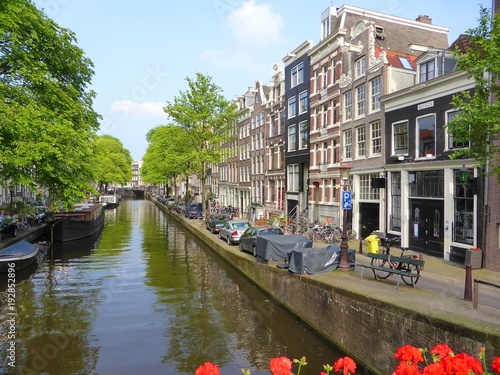 Photography Maisons et canal de Bloemgracht dans le quartier du Jordaan à Amsterdam (Pays-Ba