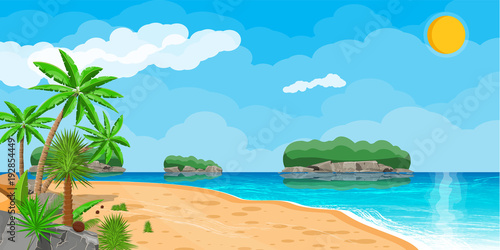 Landscape of palm tree on beach