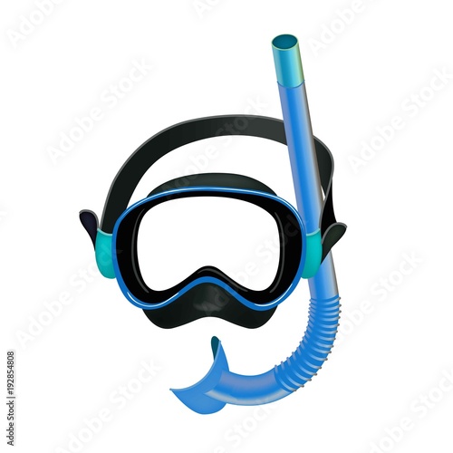 Blue diving mask, diving tube, swimming equipment, snorkeling