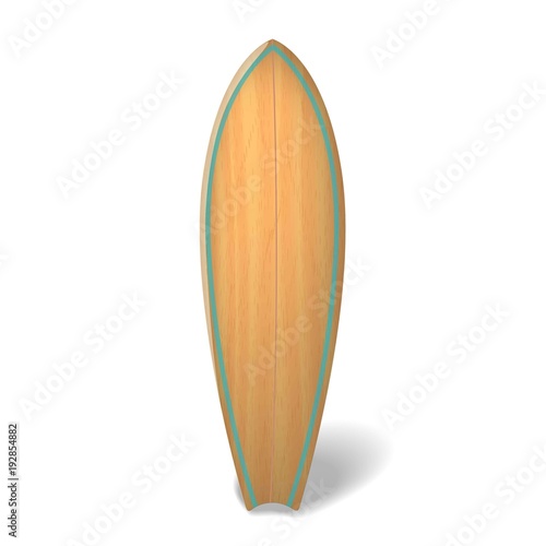 Vector wood surf board Summer Surfing Isolated realistic surfboard.