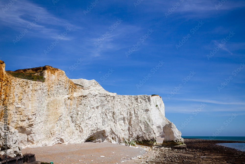 Seven Sisters white chalk cliffs near Seaford East Sussex Southern England UK
