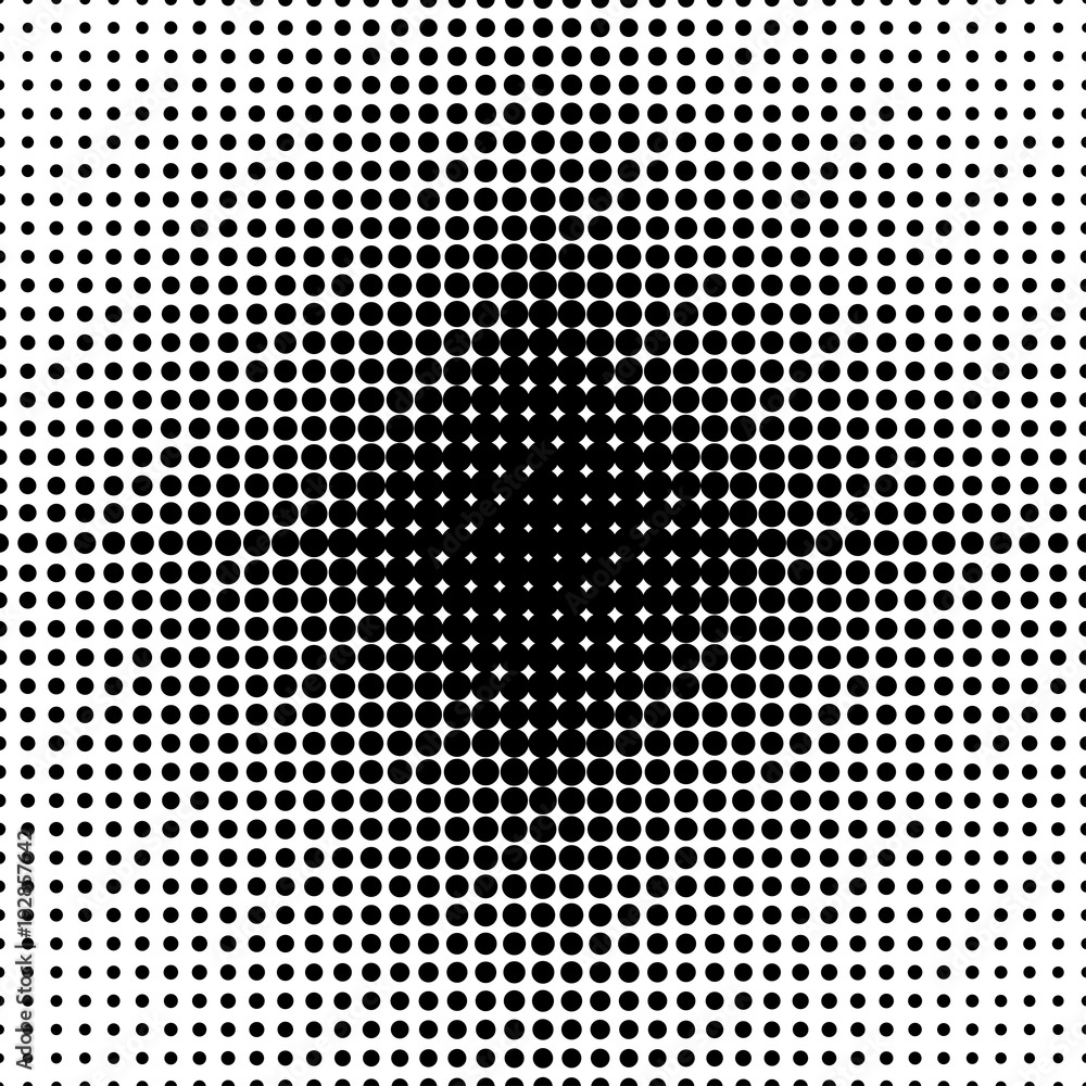 Abstract black background consisting of dots in form of halftone. Scientific and technical frame illustration. Flat cartoon illustration. Objects isolated on a white background.