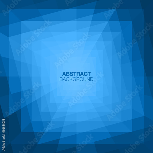 Abstract Blue Geometric Tunnel Background. Vector illustration.