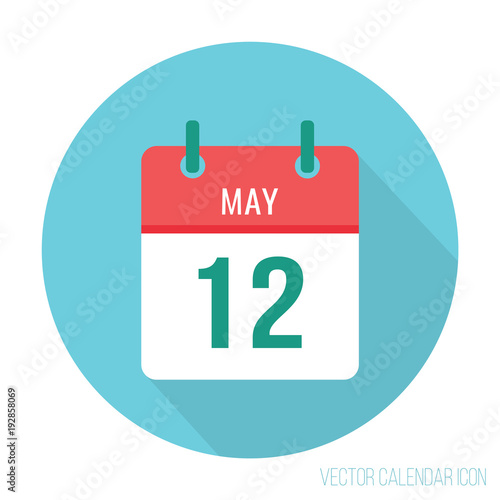 12 May icon calendar flat. International Nurses Day. World Fair Trade Day. Environmental education
