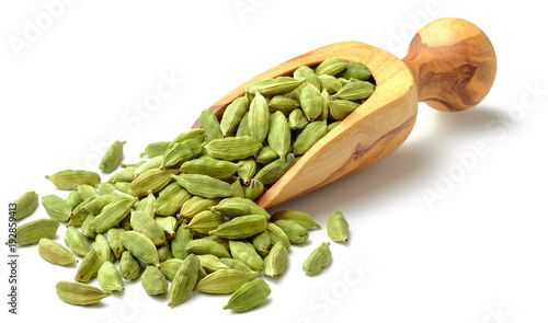 close up of dried cardamom isolated on white