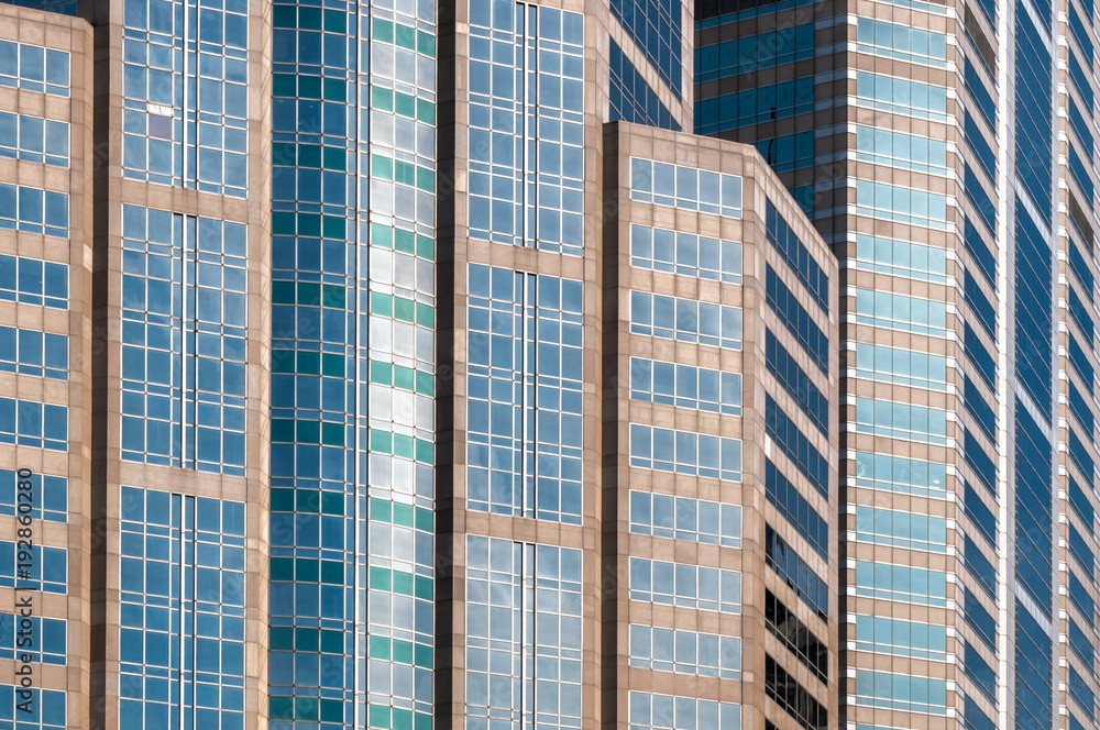 Obraz premium multiple color buildings in business district area