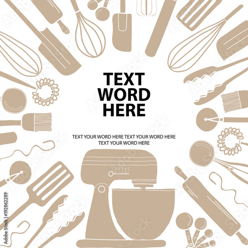 Fotomurale Poster design for cooking or baking in simple style with space for text your word