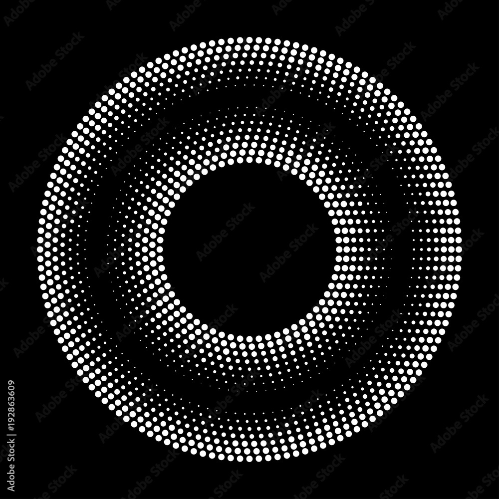 Black Abstract Halftone Circle Logo Design Element. Vector illustration.