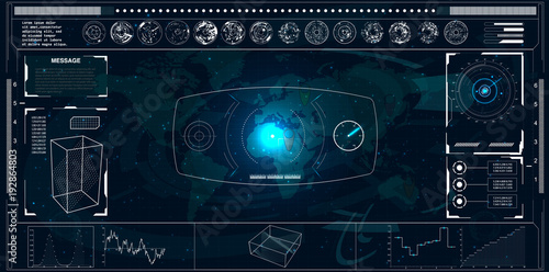 Fototapeta Naklejka Na Ścianę i Meble -  HUD.Radar screen. Vector illustration for your design. Technology background.Futuristic user interface. 