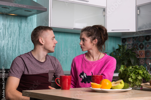 loving couple at the kitchen