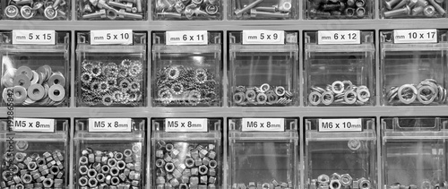 bolts and nuts in the hardware store