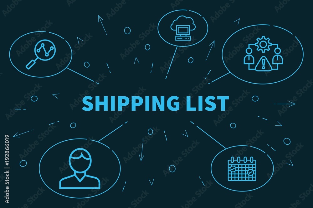 Business illustration showing the concept of shipping list