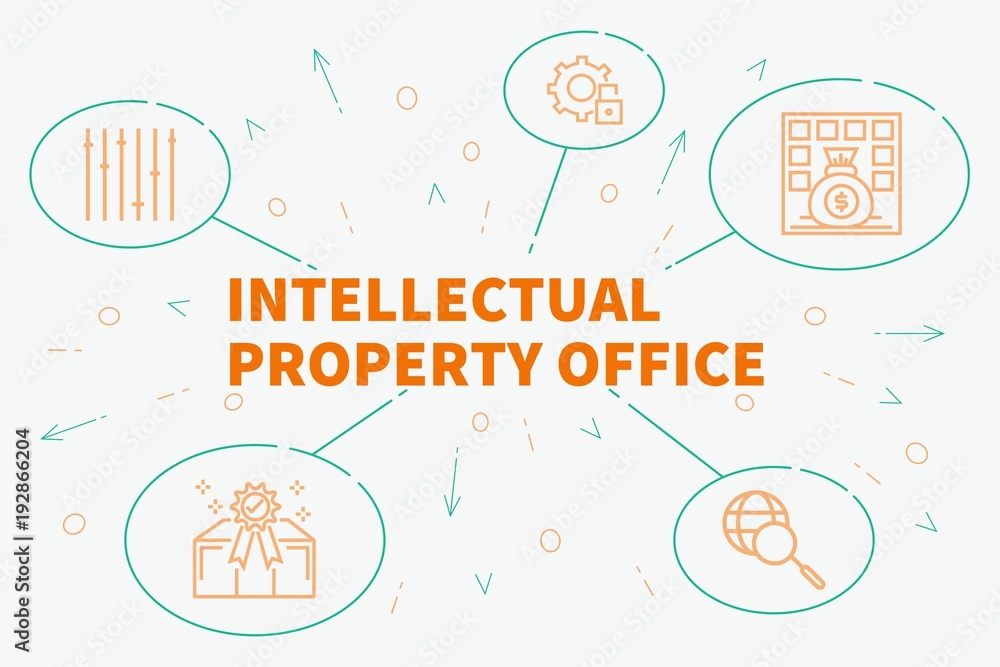 Business illustration showing the concept of intellectual property office