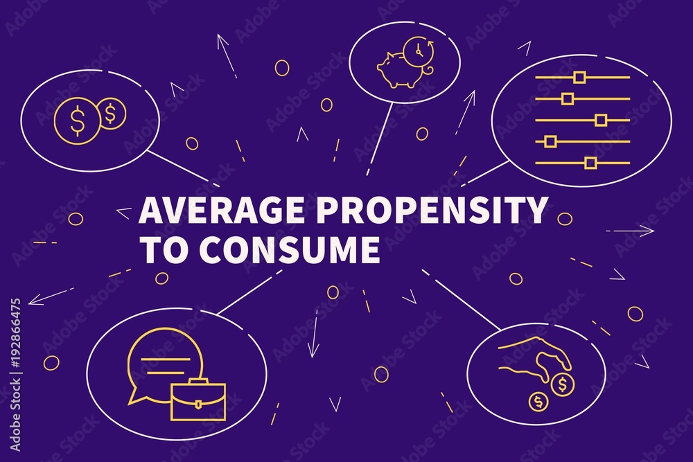 Fototapeta premium Business illustration showing the concept of average propensity to consume