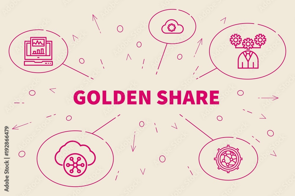 Business illustration showing the concept of golden share Business illustration showing the concept of golden share