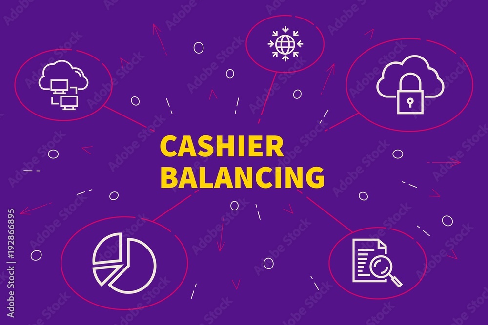 Business illustration showing the concept of cashier balancing