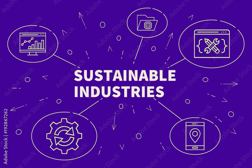 Naklejka premium Business illustration showing the concept of sustainable industries